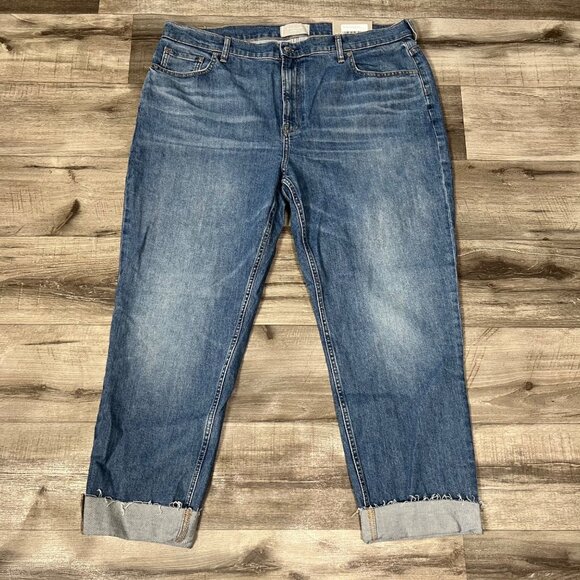 Everlane The Cheeky Jean Cropped Ankle Fray Denim Jeans Blue NWT Size 35 R - Picture 1 of 11